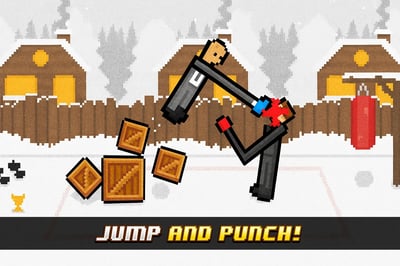 A boxing game with a man in a suit and tie.